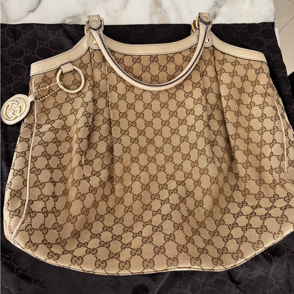 GUCCI tote bag sookie beige GG canvas